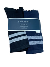 Club Room Crew Socks Mens 8 Pk. Athletic Striped Socks Black and Blue size 7-12
