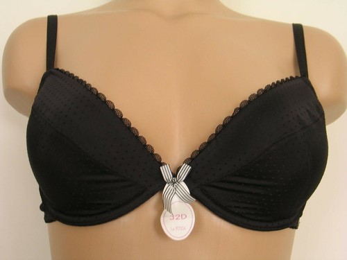 32D BRA SIZE 8 KNICKERS SET BLACK SATIN LA SENZA JACQUARD SPOT FREEPOST BNWT - Picture 7 of 8
