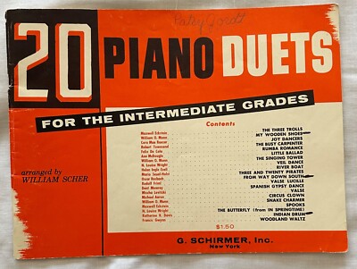 1961 20 Piano Duets vintage MUSIC BOOK for two pianos Schirmer intermediate lev