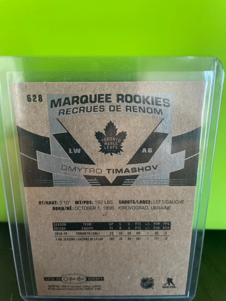 2019-20 OPC O-PEE-CHEE DMYTRO TIMASHOV #626 MARQUEE ROOKIE RED - Image 2 of 2