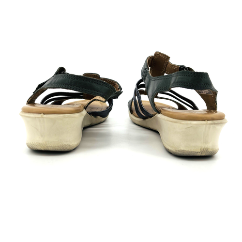 Womens 6 37 Ecco Felicia Green Leather Ankle Strap Slingback Wedge Sandal 217303 - Picture 9 of 12