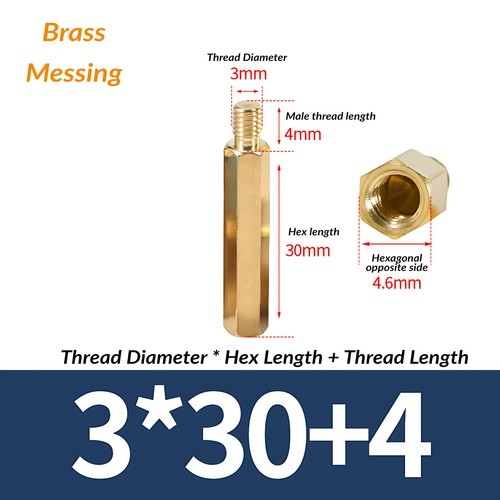 M2 M2.5 M3 M4M5 Male to Female Standoff PCB Threaded Spacers Hex Hexagonal Brass - Picture 101 of 147
