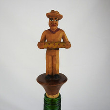 ⭐ Vintage ręcznie rzeźbiony drewniany korek do butelek