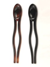 Hair Pick Stick Women Updo Bun Pin Long Oval Large Double Prong Fork Made France