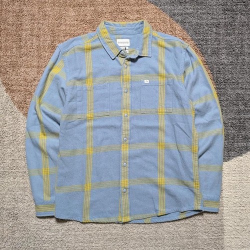 Quiksilver Blue Plaid Flannel Shirt Youth Large 14 Long Sleeve Button Up NWT