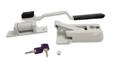 White Swivel Cam Bar Trailer Latch Handle Door Cambar Cargo W/ White Lock