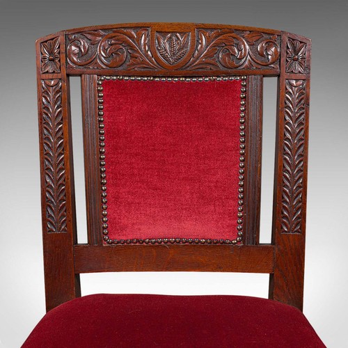 Set of 4 Antique Dining Chairs, Scottish, Oak, Gothic Revival, Victorian, C.1880 - Picture 9 of 12