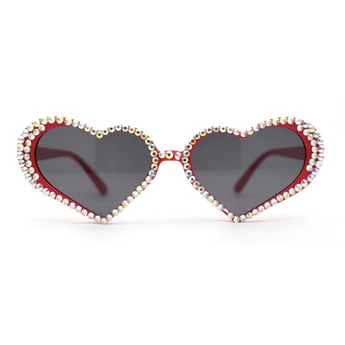 Damen-Sonnenbrille irisierend Strass Glitzer sprudelnd Herzform - Bild 45 von 60