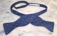 John W Nordstrom 100 Silk Navy Blue Purple Floral Self Bow Tie Made In Italy