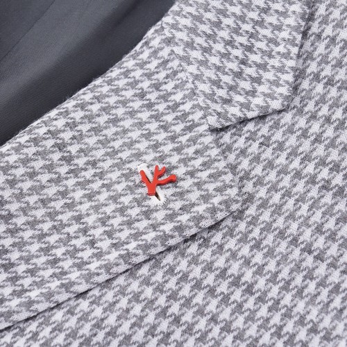 Isaia 'Capri' Houndstooth Check Knit Jersey Wool-Silk Sport Coat 38R (Eu 48) NWT - Picture 4 of 11