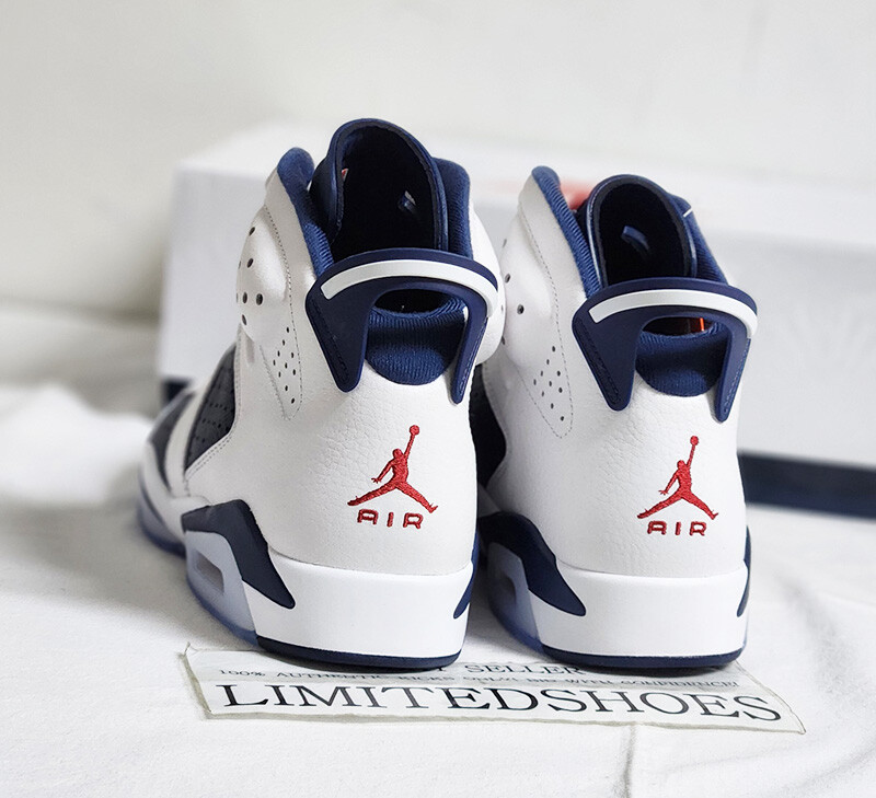 2024 Nike Air Jordan 6 Retro Olympic White Midnight Navy