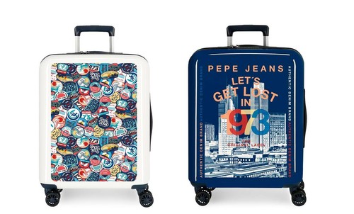 TROLLEY BAGAGLIO A MANO RIGIDO PEPE JEANS 2,9KG 55x40x20CM CABINA TSA 4  RUOTE | eBay