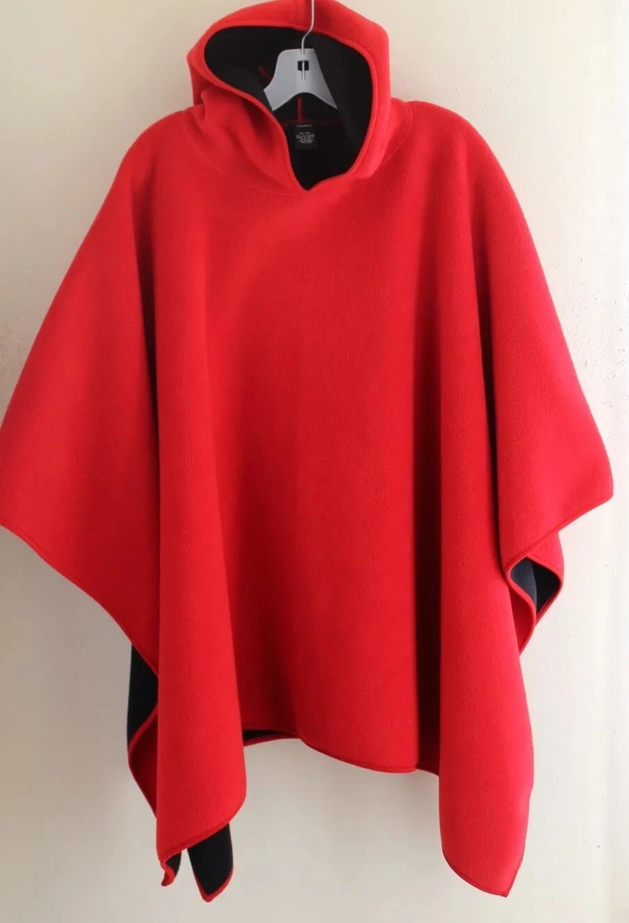 Sandra OS S M L XL 1X 2X Lagenlook French Black Red Funky Fleece Poncho Art