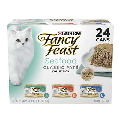 Fancy Feast Classic Pate Kitten Food, Wet Cat Food, Seafood, 3 oz Cans (24 Pack)
