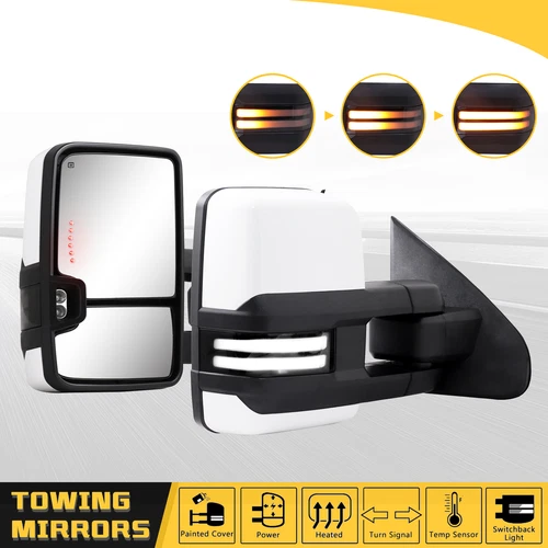 Painted White Towing Mirrors Switchback for 2014-2019 Chevy Silverado GMC Sierra