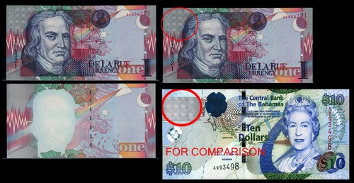 Set 2 pcs Test Note - De La Rue "Newton" DIGIFLECT Bahamas Proof & Finished note - Picture 2 of 4