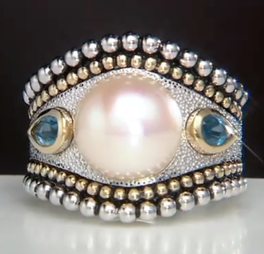 Honora Sterling Silver 14K Gold Cultured Pearl Gemstone Ring