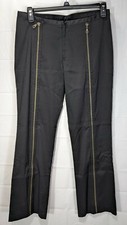 UNKNOWN Wmns Long Black Zipper Mid Rise Reg Strght Leg Stretch Dress Pants sz 10