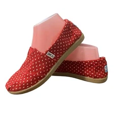 Toms Red and White Polka Dot Classic Style Flats Girls Youth Size 5 Slip-ons 