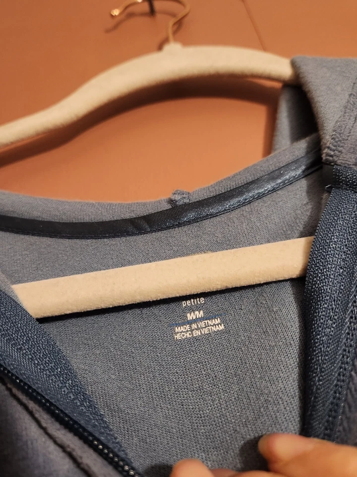 Sudadera con capucha SJB Active Jr PM de terciopelo azul con cremallera completa para mujer Foto 3 de 4