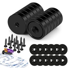 TRYMAG 12 Pack Rare Earth Magnets, 40LB Strong Neodymium Cup 40LBS, Black