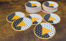 Angine de Poitrine Sticker - White and Black Polka Dot with a Yellow Trianlge