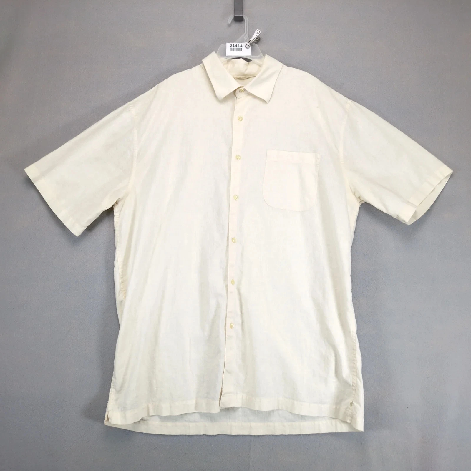 Saddlebred Cream Linen Cotton Button Up Shirt Mens L Short Sleeve Pocket Casual
Opens in a new windo