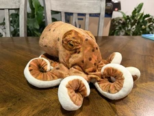 Wild Republic Octopus Bean Plush Brown Speckled Stuffed Animal 12”