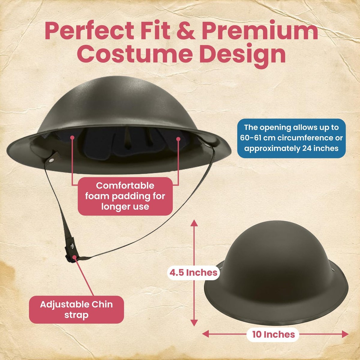 WW2 British Army Brodie Tommy Doughboy Style Costume Plastic