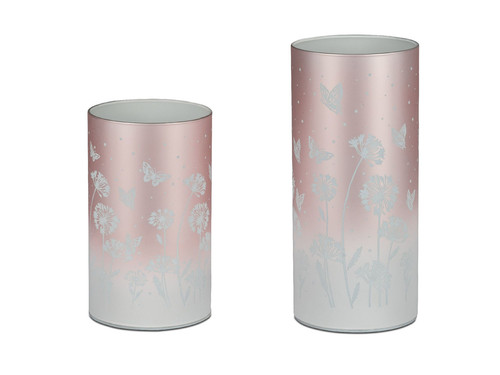 2er Set LED Tischlampen BLUMENWIESE Zylinder 15 + 20cm pastell rosa Formano F25 - Bild 1 von 7
