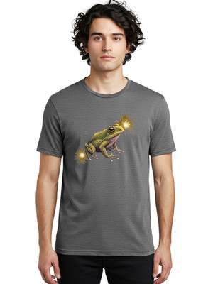 Frog-With-Fireworks Mens Graphic Tee, 100% Cotton, Casual Summer Wear