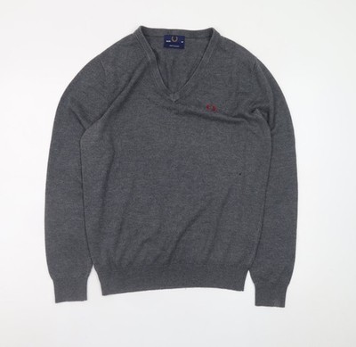 Grauer Pullover Pulli Herren UK Größe M Fred Perry