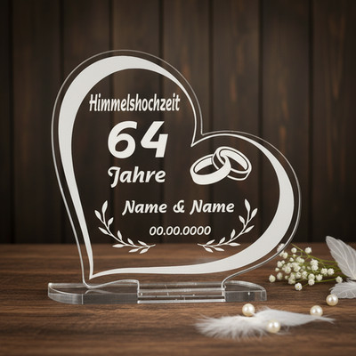 Geschenk Himmelshochzeit Hochzeitstag Gravur Größe wählbar 64 Jahre Geschenk
