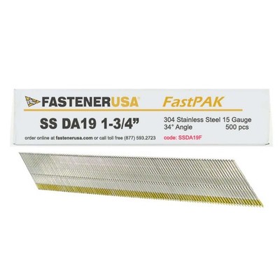 1-3/4'' DA19 ANGLE FINISH NAILS 15GA 304SS 500ct | SSDA19F