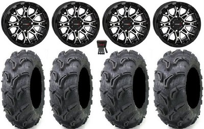System 3 ST-6 12'' Wheels Black 28'' Zilla Tires Kawasaki Brute Force IRS