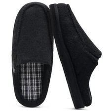 Mens Slippers with Orthotic Arch Support,House Slippers Cotton 10 Felt Black