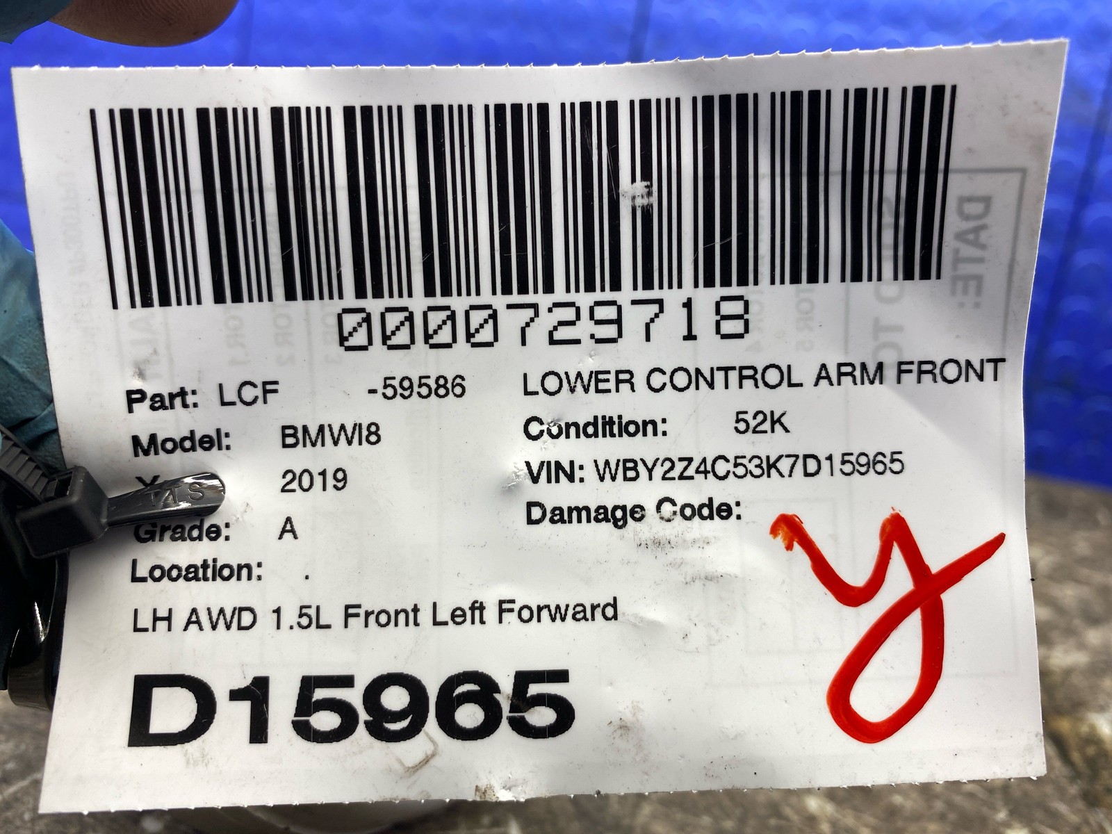 2014 - 2019 Bmw I8 Oem 1.5L Front Left Forward Lower Control Arm 6867113
