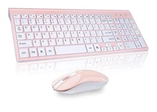 Wireless Keyboard and Mouse,2.4G Full Size and Portable Wireless Keyboard pink