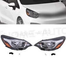 Halogen Left +Right Side Headlight Assembly For 2012-2017 Kia Rio Sedan w/o LED