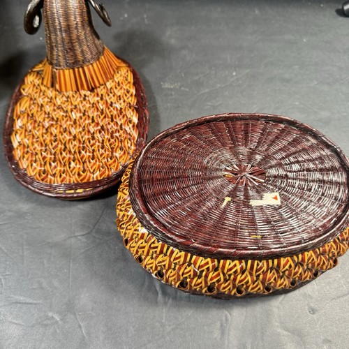 Vintage Ram Sheep Woven Grass & Reed Basket Shanghai Crafts 1970s Hong Kong - Picture 13 of 19