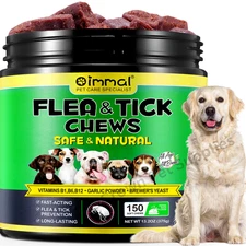 Flea and Tick Natural Prevention for Dogs Chewable, Flea & Tick 150 Chews Dog
