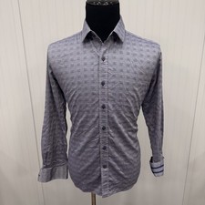 Robert Graham Men's XL Blue Geometric Cotton Long Sleeve Button-Front Shirt
