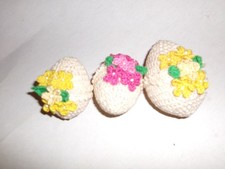 Set of3 VTG Adorned Handmade Crochet Lace Easter Egg Ornament/bowl filler