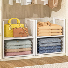 2-Tier Stackable Closet Organizers and Storage Basket, Wire Clothes Shelf Organi
