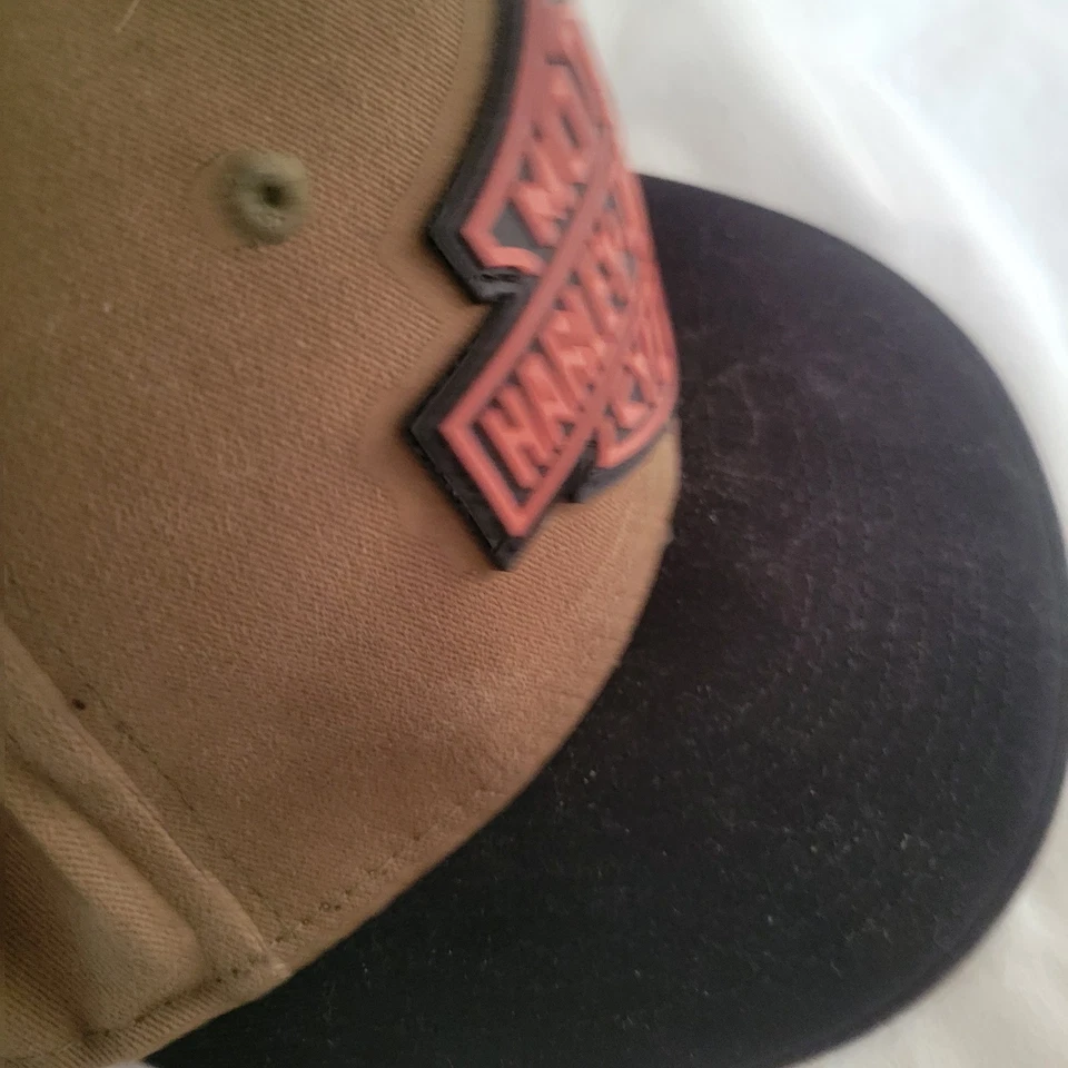 Gorra Harley Davidson ajustada XL marrón lona motocicleta motociclista billete recto Foto 4 de 4