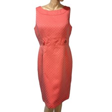 Tahari Arthur S. Levine Joanne Dress Coral Textured Sleeveless Size 14 NWT