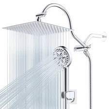 12 Inch All Metal High Pressure Rainfall Shower Head Handheld Showerhead Combo