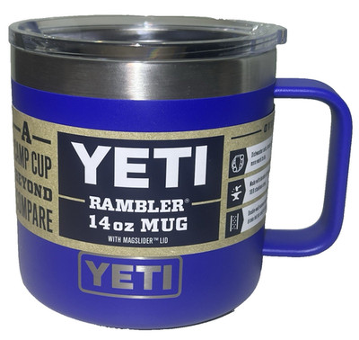 YETI Stainless Steel Rambler 14 oz Cup Vac Insulated MagSlider Lid Offshore Blue