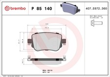 FOR BREMBO P 85 140 HAM PADS. TYLNE REAR TRW Audi/Seat/Skoda/VW