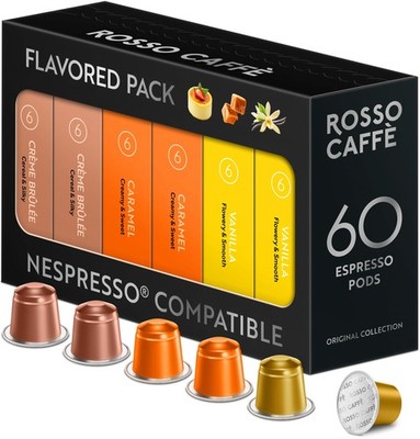 60 Espresso Coffee Pods for Nespresso Original Machines - Pack of Premium Cap...